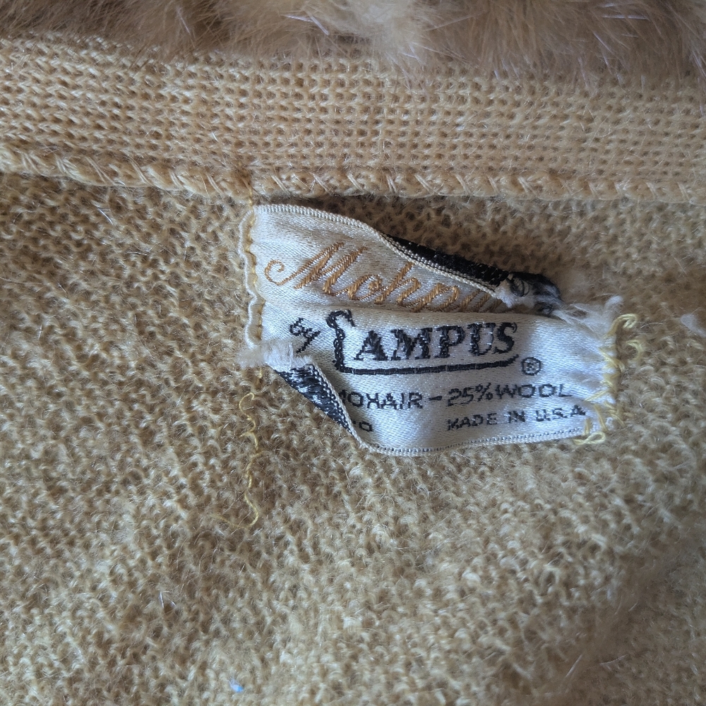1940s/50s Mohpac Campus Fur Collar Cardigan - Picture 5 of 13
